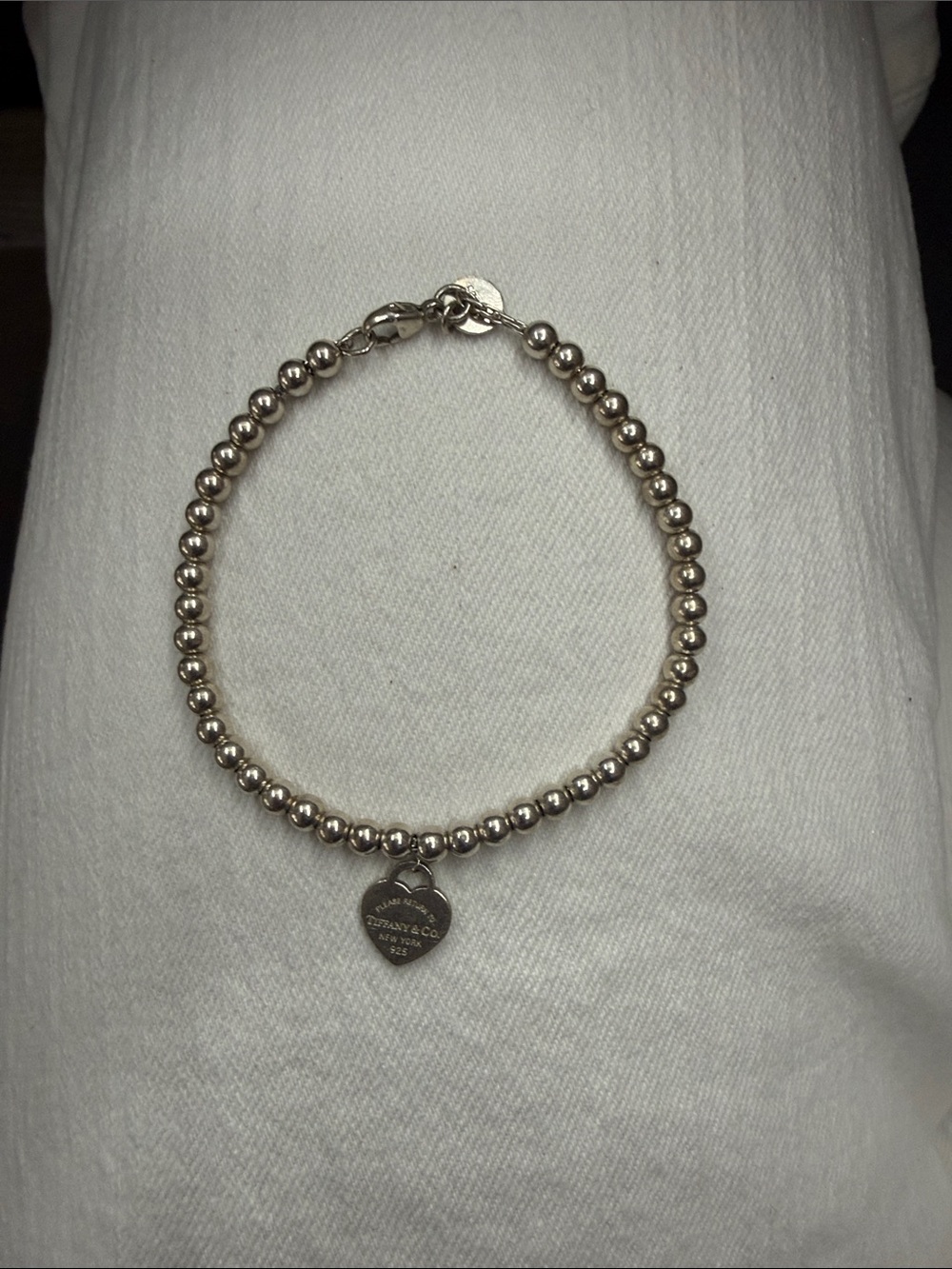 Tiffany & Co. Sterling Silver Bead Bracelet with Heart Tag - Silver